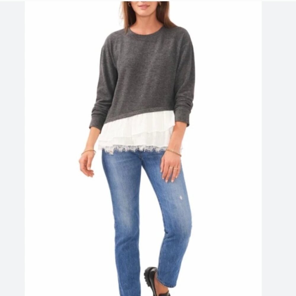 Vince Camuto Mixed Media Layered Sweater Size Small